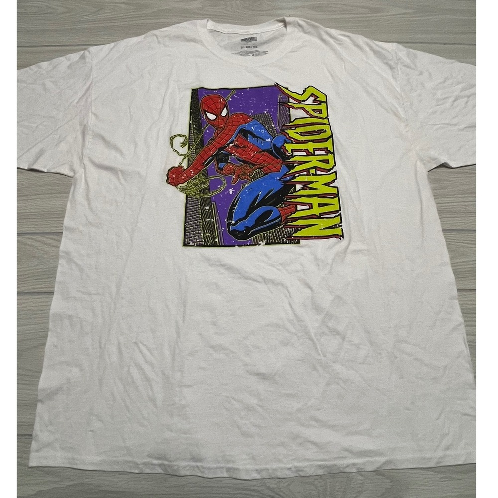 Marvel Spider-Man Graphic Print T-Shirt Superhero Comic Book 2XL Y2K‎ Retro